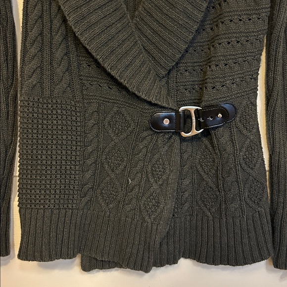 Lauren  Charcoal Women's Cardigan with Belt - Picture 3 of 7
